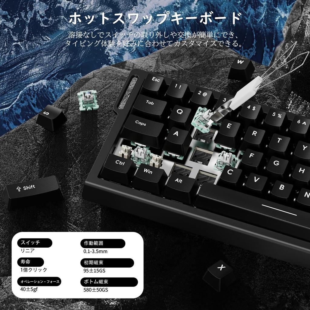 Tastatură de gaming ATTACK SHARKxMAMBASNAKE X68 HE cu polling magnetic rapid de 8000Hz RT 0 Dead Snap 128K Scan Tastă de declanșare personalizabilă Web RGB și 8K