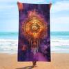 Green Purple Vertical Striped Beach Towel Polyester Quick Dry Swim Towel Sand Free Summer Outdoor Vacation Pool Blanket