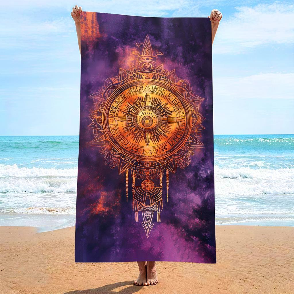 Green Purple Vertical Striped Beach Towel Polyester Quick Dry Swim Towel Sand Free Summer Outdoor Vacation Pool Blanket