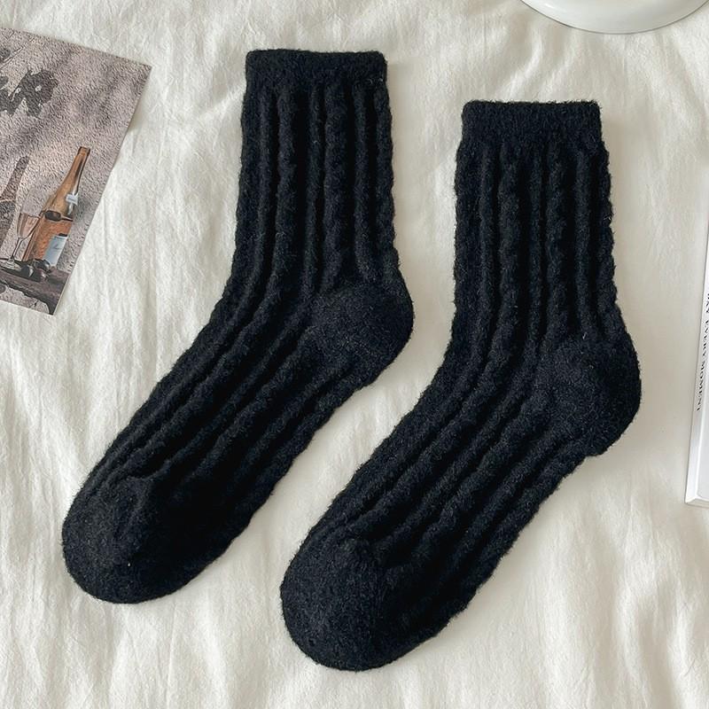 Meias de Veludo Australiano Meias de Cano Médio Meias de Veludo para Estação Espessas Quentes para Casa Chão Dormir Meias Cor Doce Meias Mulher