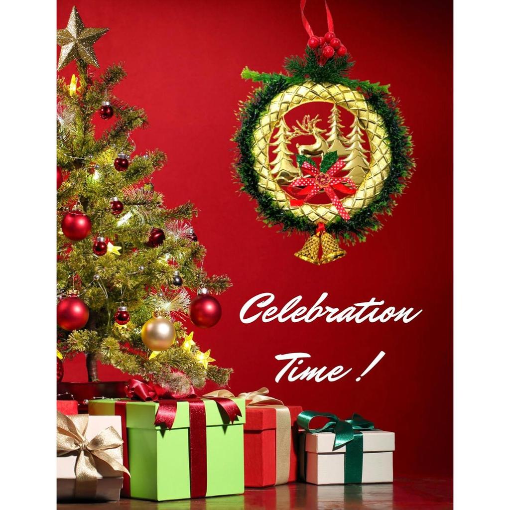 (1 Stück) Weihnachtsdekoration Kranz Wandbehang für Zuhause Haustür Wand Zimmer Weihnachtsfeier Dekorationen Frohe Weihnachten Dekoartikel