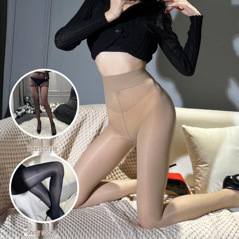 Elegant Black Silky Horse Oil Pantyhose – Women's Shiny Aurora Tights