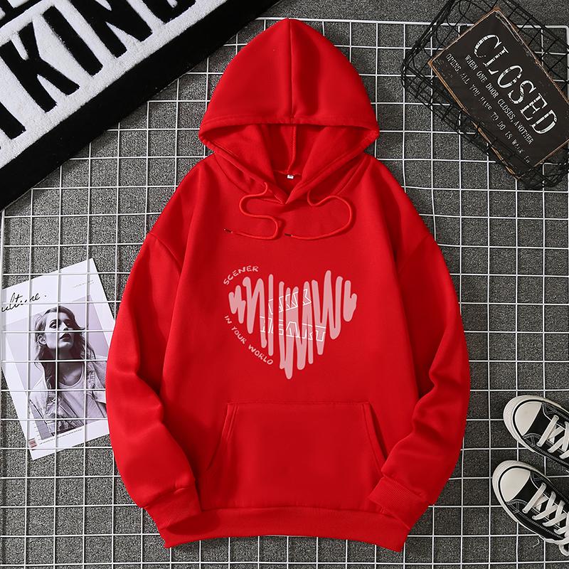 Winter Women's Hoodie Solid Color Print Unisex style Double Pockets Sweatshirts Outerwear Plus-Size Women's Clothing