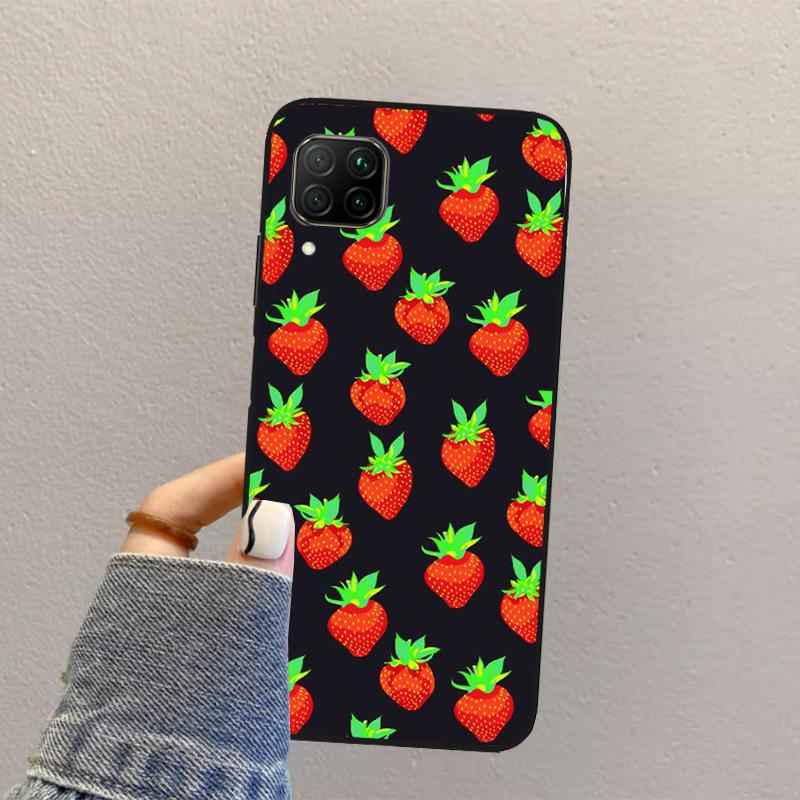 Strawberry Red For Huawei Nova Y73 Y72 Y61 Y91 Y70 Y60 Y90 12s 12i 11i 8i 9 10 SE P30 P40 Lite P60 Pro Case