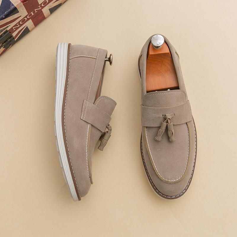 Men Casual Loafers SlipOn Fashion New Tassel Leather Shoes Slip Classic Patchwork Suede Dress Man Daily Wedding Party