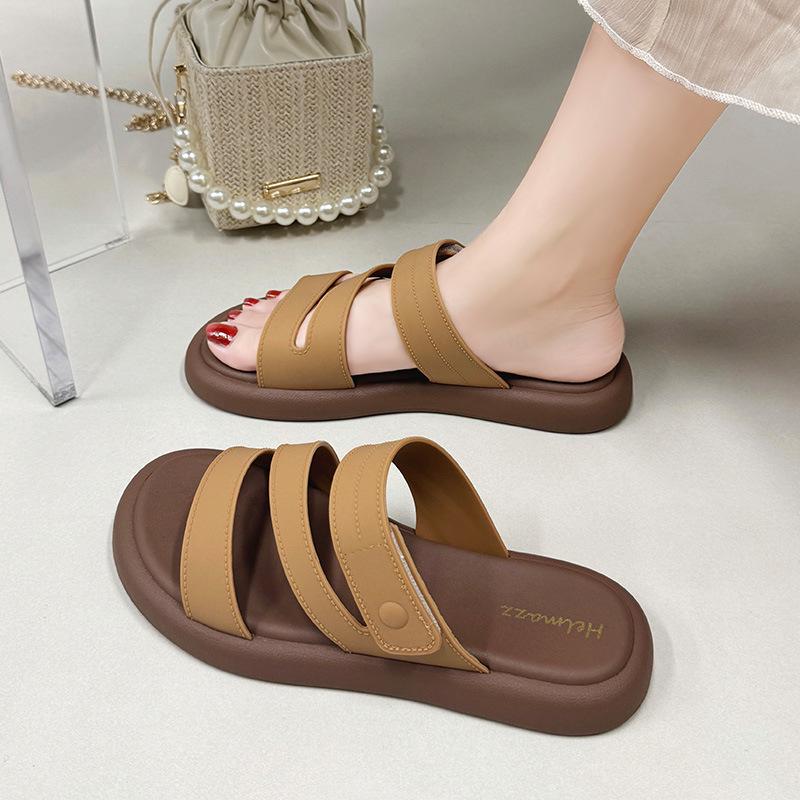 Women's Summer Flat Non-Slip One-Strap Z-Strap Sandals for Bathing and Beach