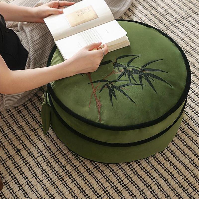 45cm Unstuffed Chinese Bamboo Embroidery Futon Footstool Cover Moroccan Meditation Cushion Case Homestay Tatami Floor Seat Cover
