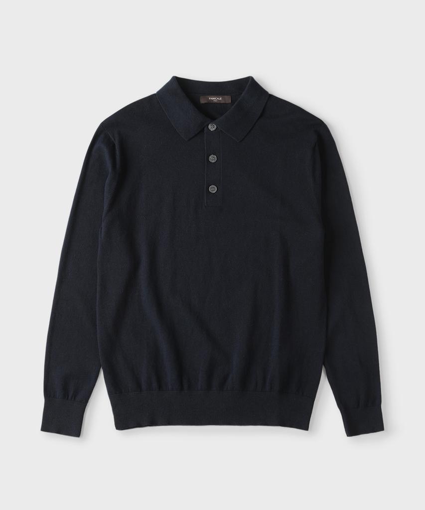 PANICALE Navy Cotton Collared Knit