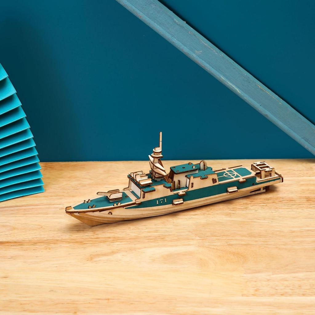 3D Wooden Fighter Bomber & Warship Puzzle Toy for Kids