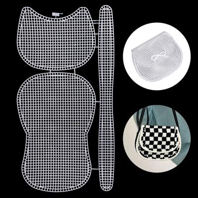 5pc DIY Grid Pieces Template Materials for Crocheting Bag, Hand Knitting Creative Mesh Patterns, White Blank Woven Mat Board