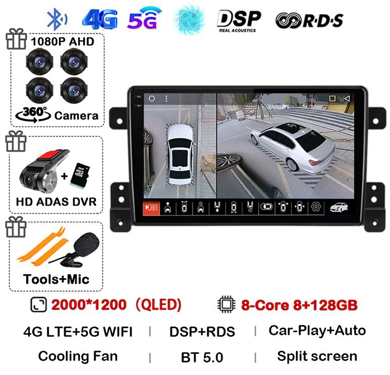 Android 14 Carplay Auto 4G+WiFi DSP For Suzuki Grand Vitara 2005-2015 Car Radio Multimedia Video Player GPS Head Unit Stereo BT