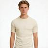 Herren geripptes strukturiertes Slim Fit Kurzarm! Amerikanisches Retro Stretch Rundhals-T-Shirt, Mehrfarbiges Basic Unterhemd / Inneres Oberteil
