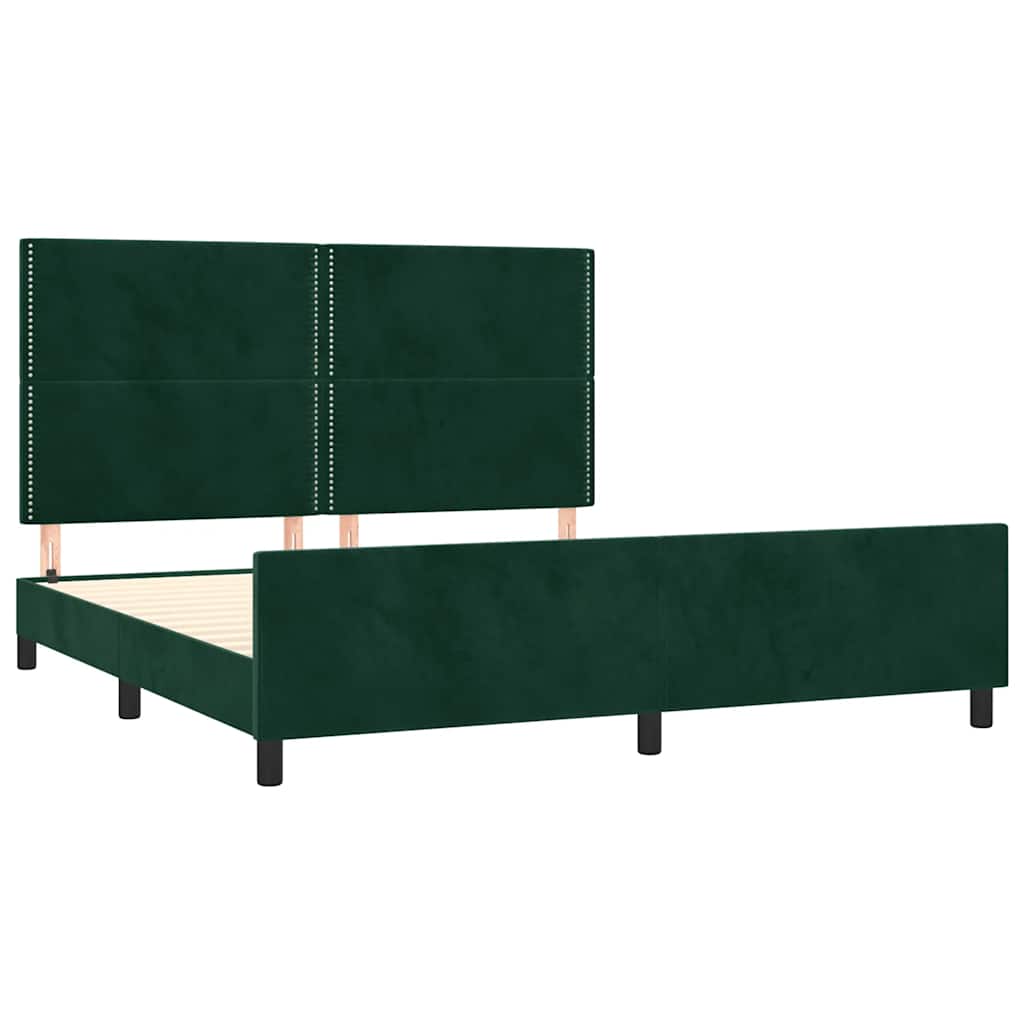 Bed Frame without Mattress Dark Green 200 x 200 cm Velvet