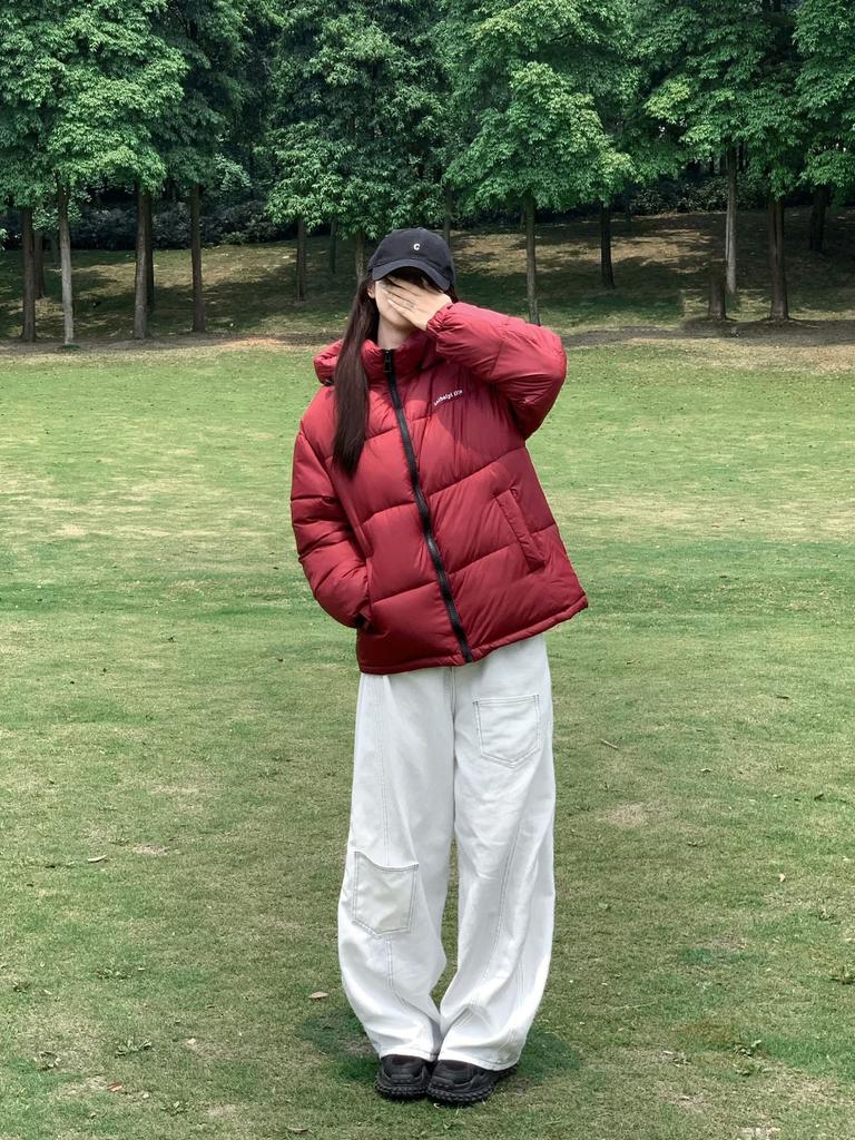 Annual short down cotton-padded women's stand-up collar small down couple's jacket