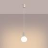 Lampa Wisząca Nowoczesna Beżowa Ryflowana Szklana Biała Kula Do Salonu Jadalni Nad Stół 1Xg9 8W Halo Sollux Lighting