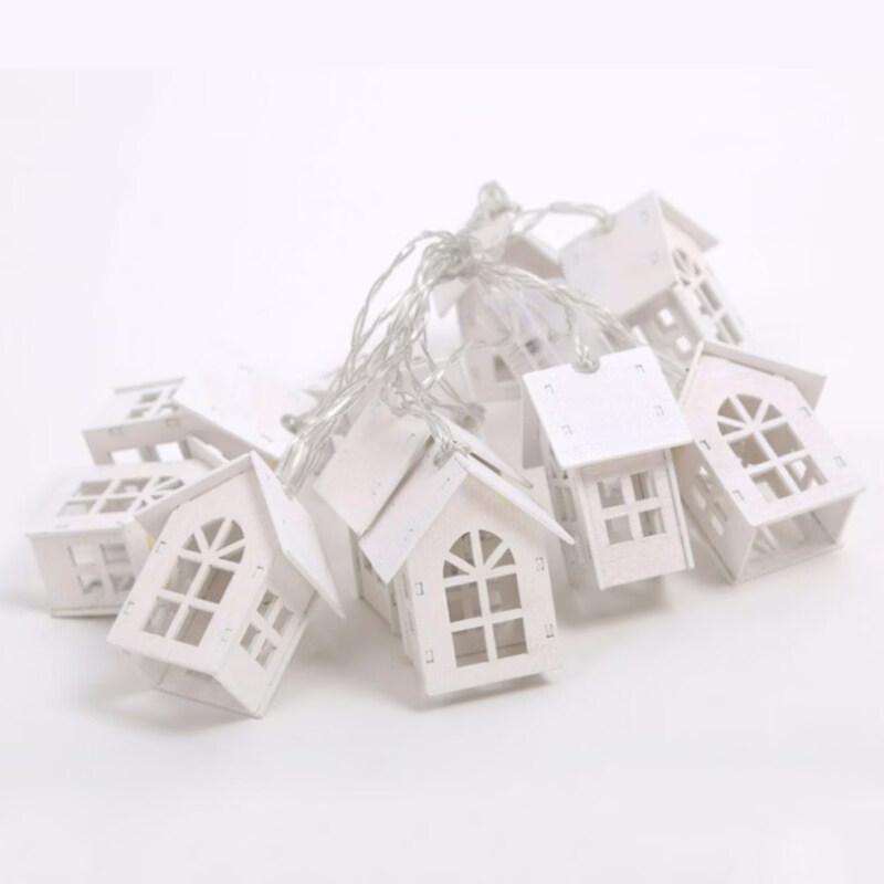 LED Wooden House Christmas String Lights