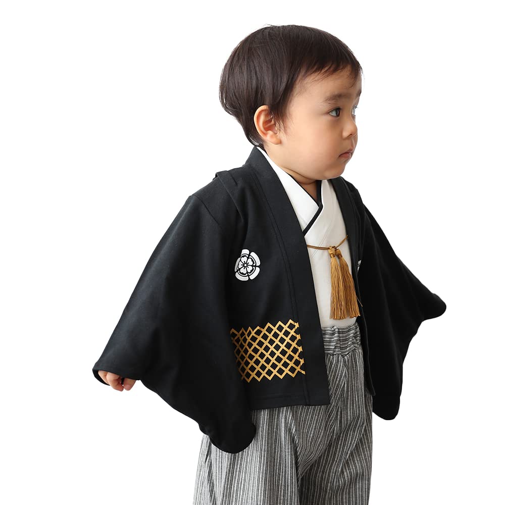 

Baby Kids Hakama-Style Coverall Romper for Boys, Black, 90cm, 10640906BK90