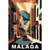 Vintage cestovní plakát Město Málaga Plátna Umělecká vesnice Pláže Slunečné pobřeží Retro nástěnné umění Obrázky Nástěnná malba Domácí dekorace