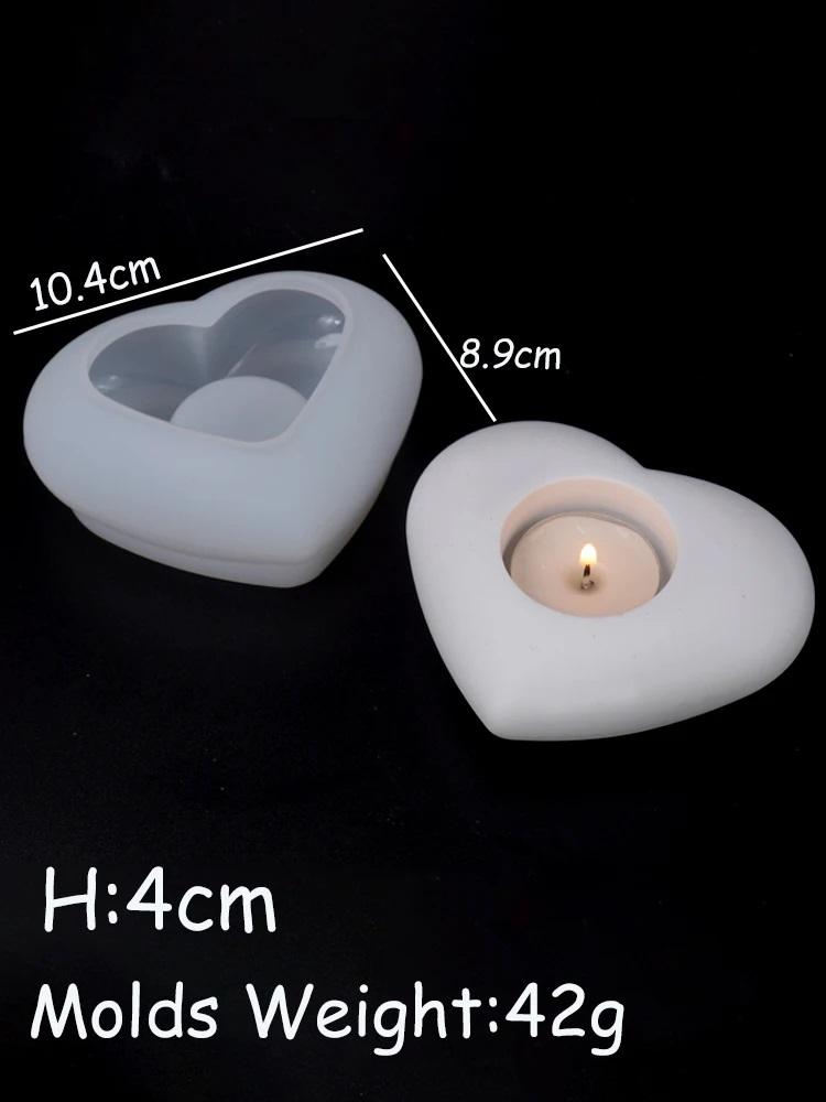 DIY Eid Crescent Moon Star Candle Holder Silicone Mold 3D Heart Candlestick Resin Gypsum Mould Ramadan Ornament Tools Home Decor