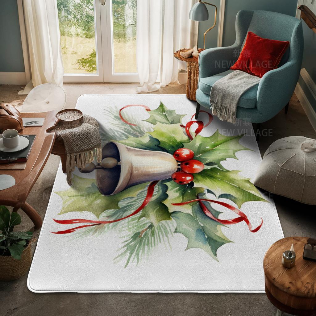 House Entrance Carpet Home Door Mat Living Room Bath Foot Bathroom Non-slip Water Absorption Rugs Bath Merry Christmas Winter