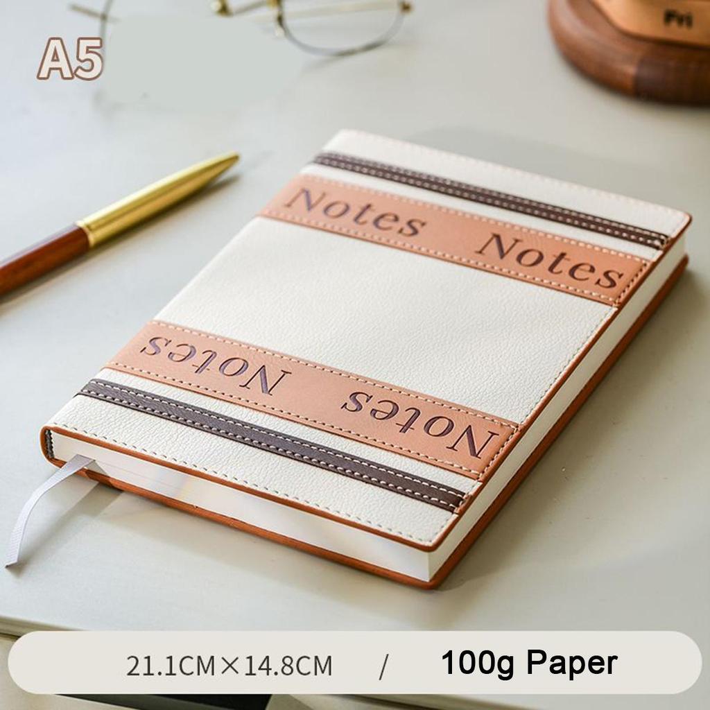 A5 leather study notebook, work notebook, business meeting record book, thickened diary, excerpt book, 100 sheets 200 pages