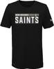 OuterStuff NFL Mens Primary Logo Wordmark Measured Performance Team Color T-Shirt (Small, New Orleans Saints Black)