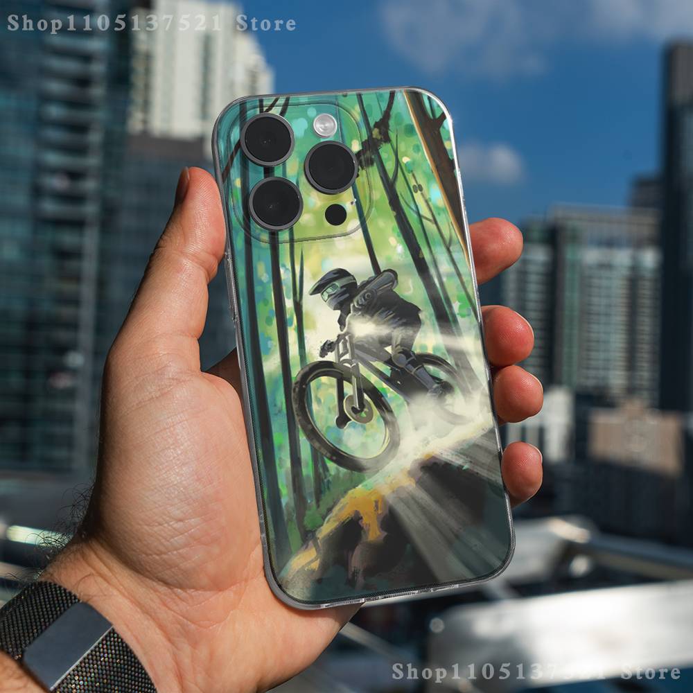 

Mountain Bike Bicycle Phone Case For iPhone 17,16,15,14,13,12,11 Pro,Max,Plus,X,XS,XR,SE4,E Mini Transparent Soft Cover iPhone12