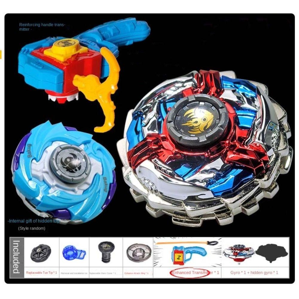 Con lanzador giroscopio juguetes de doble capa peonza juguetes al aire libre juguete giroscópico de metal niños niñas