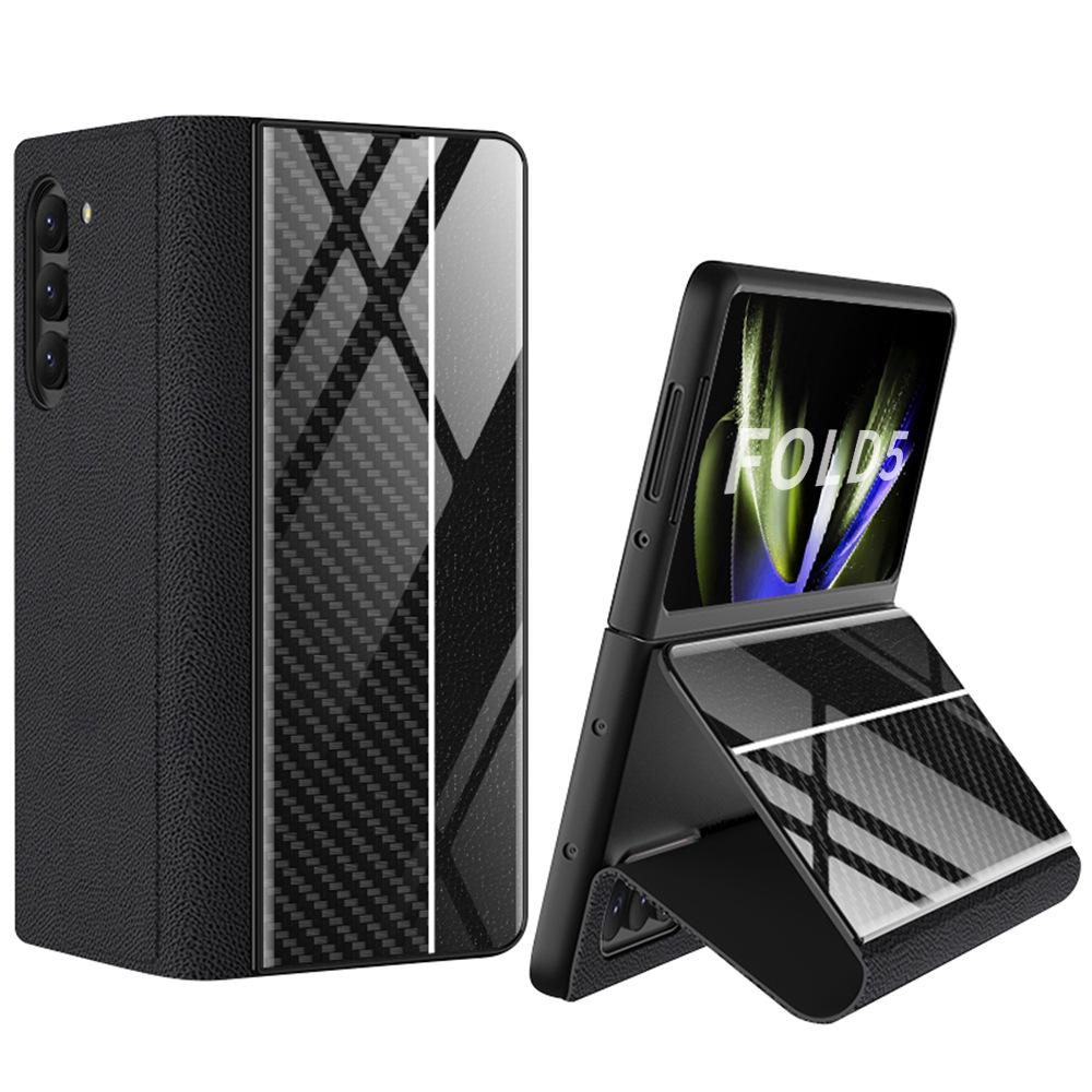Samsung Z Fold5 Cross-border Leather Flip Cover with Painted Design - 5G Protective Case