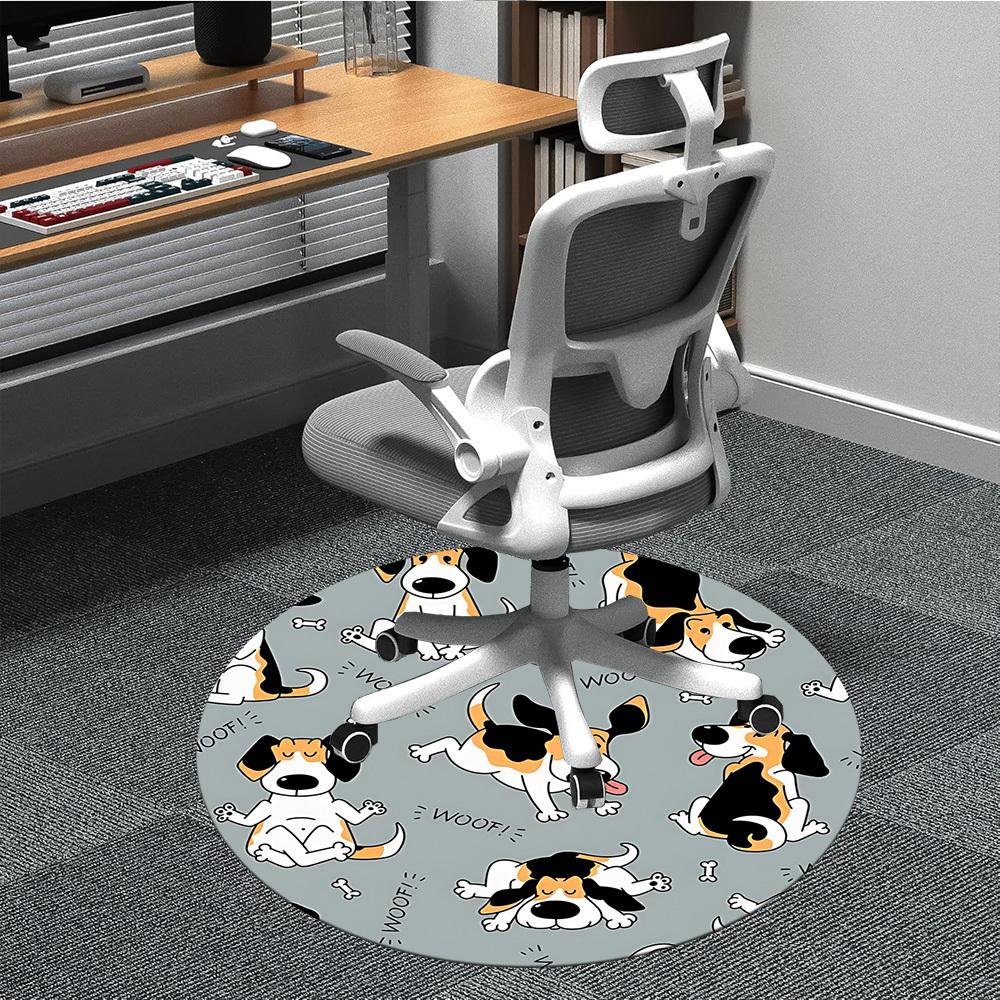 1PC Dogs Woof Office Round Area Rug, Mat Suitable For Office, Under Office Chairs Bedroom Living Room Home Decor, Room Deco