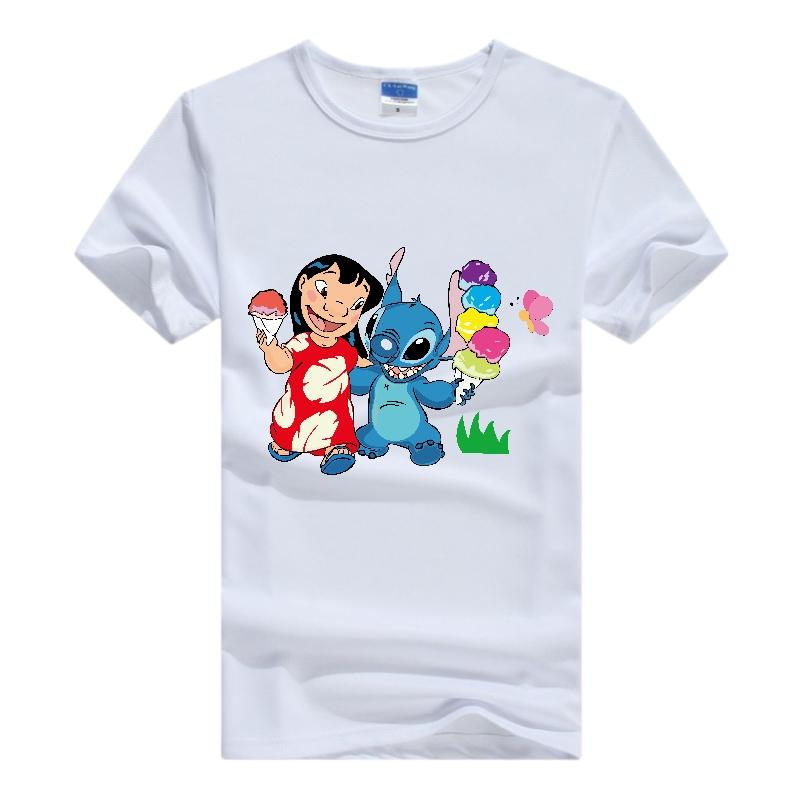 Casual Disney Cartoon Woman T-shirts Lilo Stitch Gothic Blouses Y2K Streetwear Tops Stich Grunge Men Clothing Summer Hippie Tees