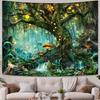 YEXIT Fairy Tales Magical Forest Tapestry, Nature Tree of Life with Elves Landscape Tapestry Wall Hanging for Living Room BedRoom Decoration Green