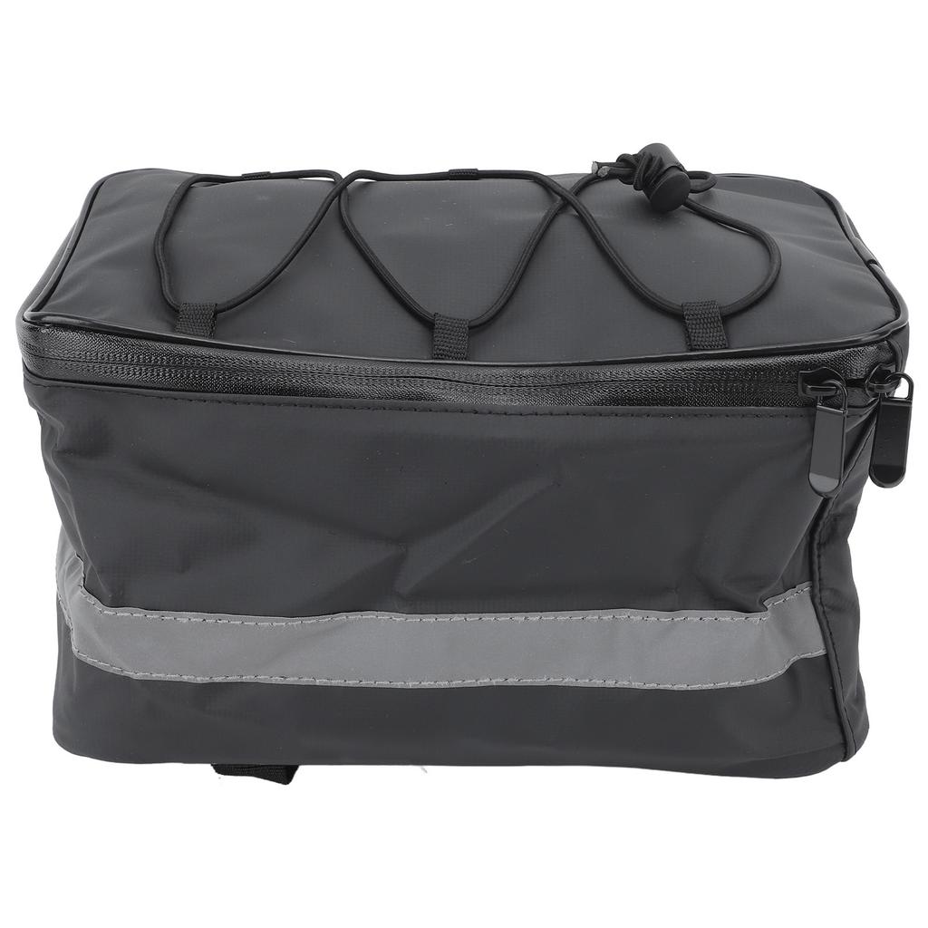 8L Black Bike Seat Bag Waterproof Multifunctional Electric Bicycle Seat Bag Large Capacity PU Leather Bike Backseat Bag