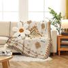 Reversible Blanket, Geometric Pattern, Beige Blanket, Sofa Throw