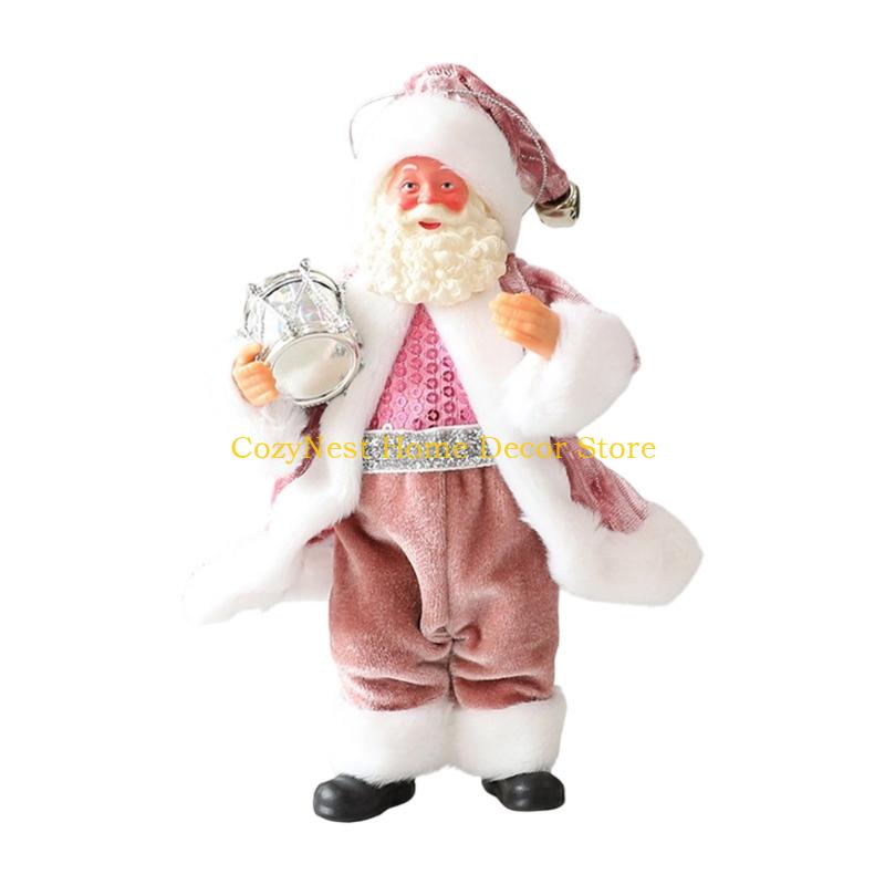 

92MF Christmas Festival Tabletop Decoration Resin Figurine Santa Sculpture with Detailed Carving Desktop Ornament рожевий