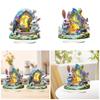 Standing Rabbit Figurines Home Decoration Acrylic Bunnies Statues Sculpture with Easters Eggs for Office Room Decors