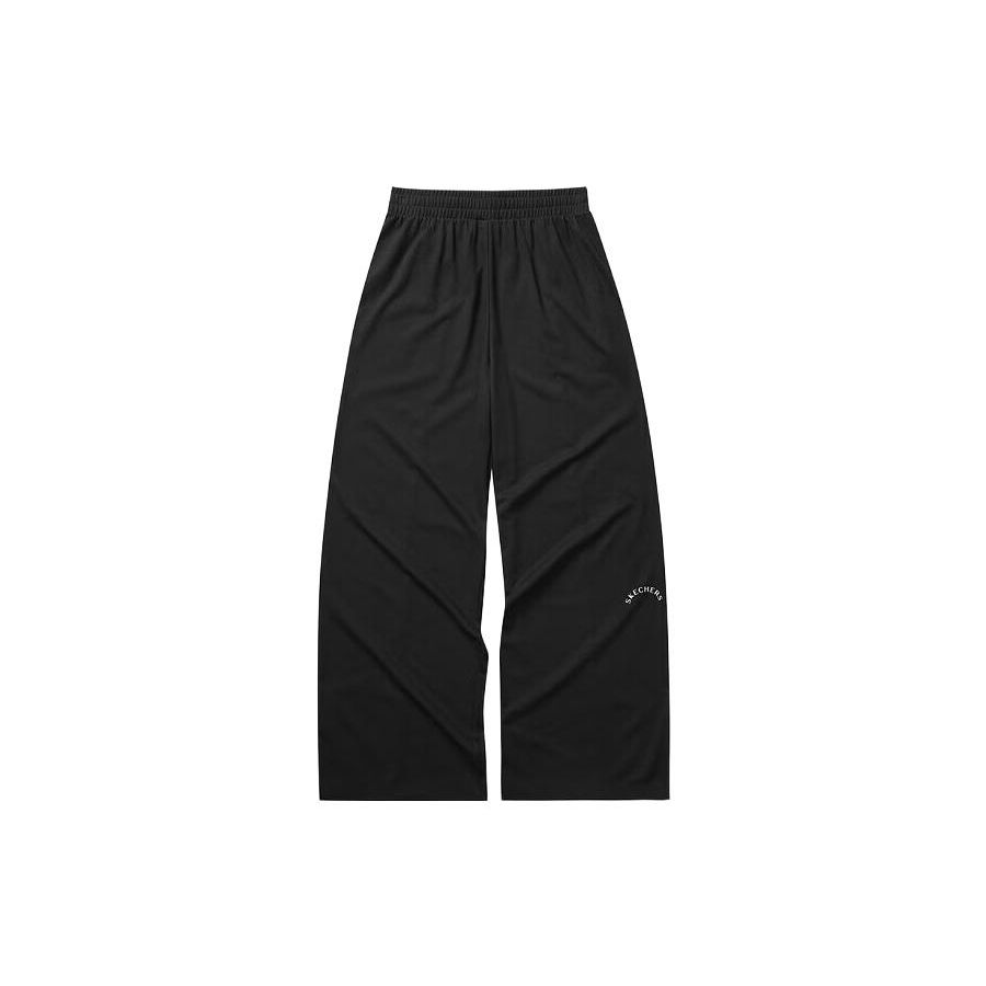 Skechers Colorful Casual Series Solid Color Straight Leg Elastic Sports Pants Women pants Carbon-Black L323W027-0018 XL