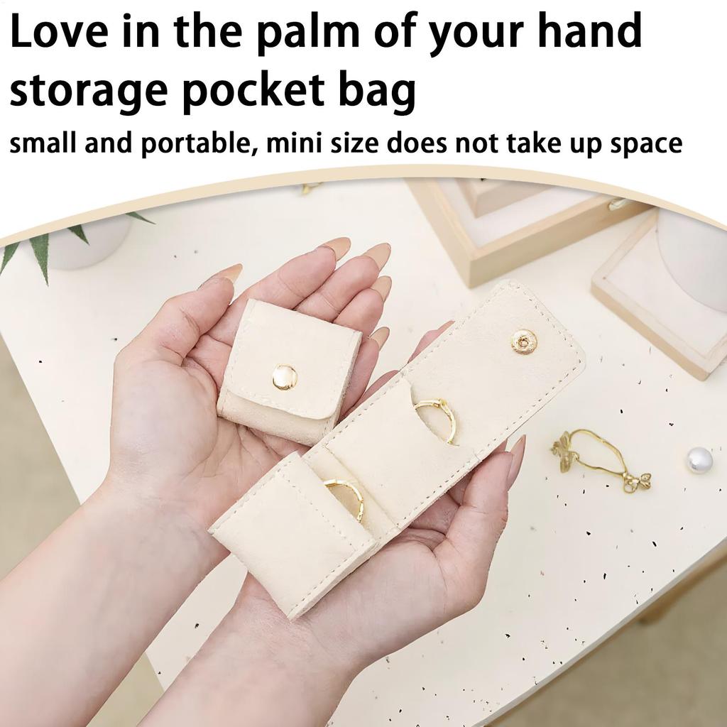 Folding Jewelry Travel Bag Travel Ring Holder Trendy Divided Case With Buckle For Airplane Beach Vacation Honeymoon Wedding