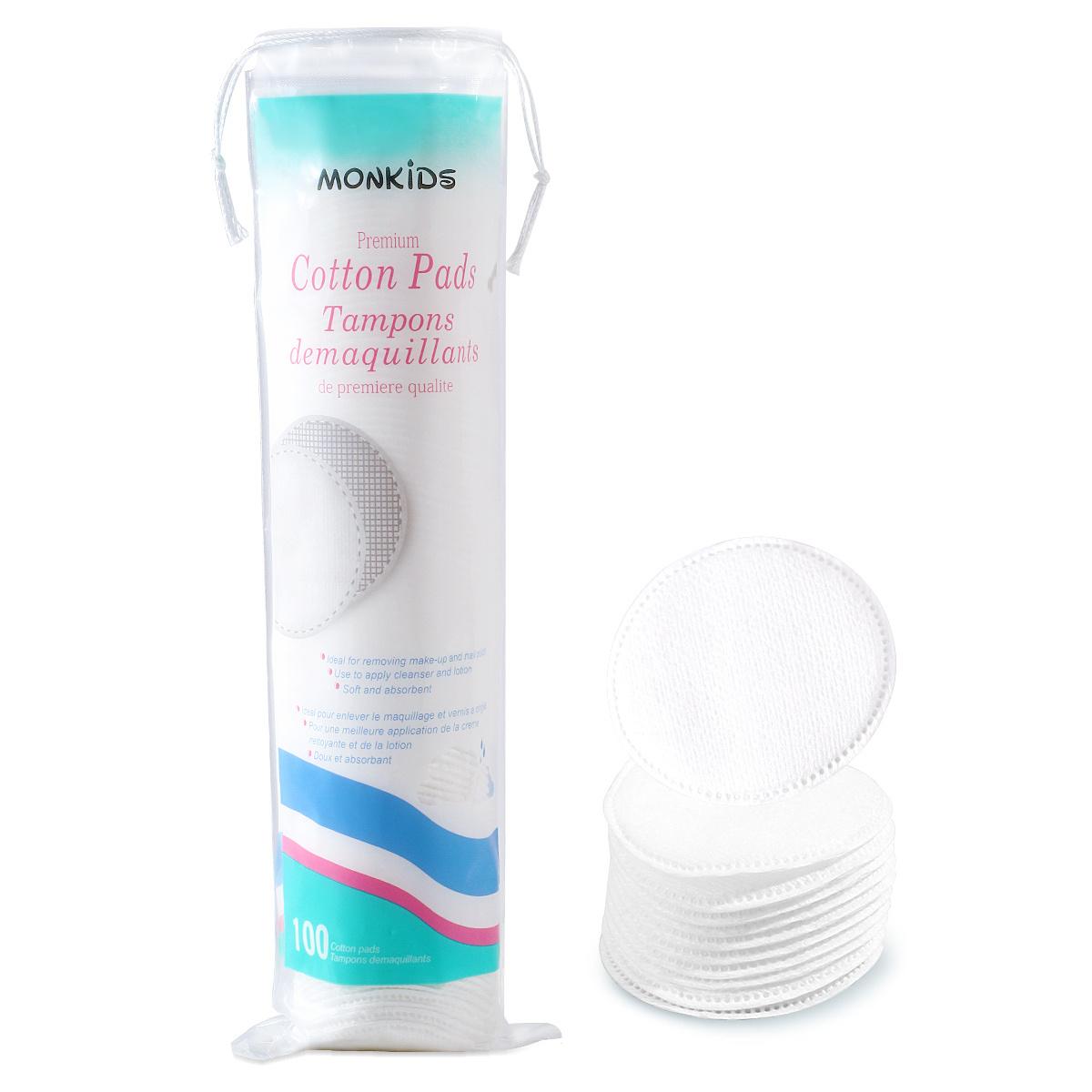 

100 шт. мягких и дышащих круглых дисков для снятия макияжа, двухсторонние текстурированные ватные диски, используются для ежедневного очищения лица белый