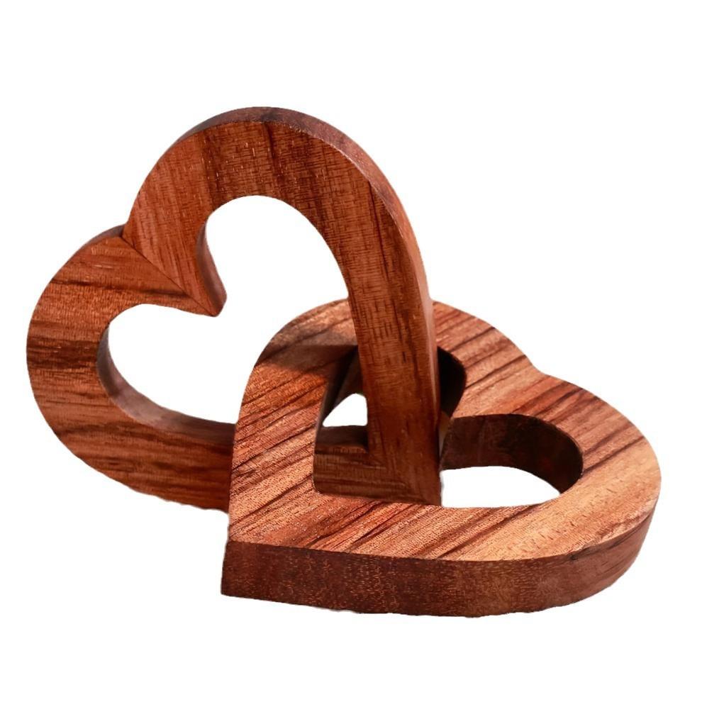 Wooden Double Intertwined Hearts Ornament Memorial Gift Keepsake For Decoration