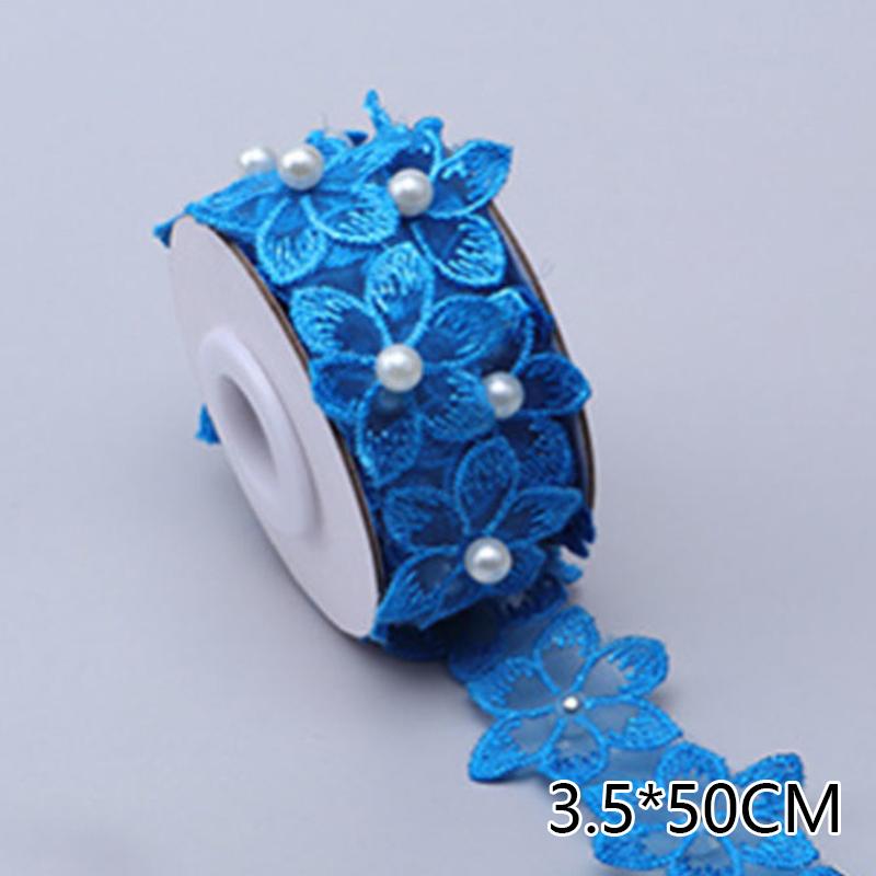 1 Roll Flower Clothing Sewing DIY Wedding Dress Pearl Embroidered Ribbon Lace