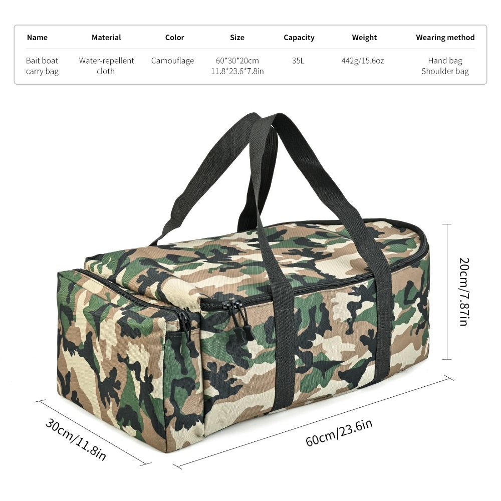 Camouflage Fishing Boat Storage Bag Large Capacity Bait Boat Handbag  Fishing Supplies