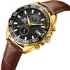 OPK 8163 Quartz Watch for Man 46mm Big Dial Leather Strap Tachymeter Auto Date Chronograph Men's Watches Waterproof Sports Watch