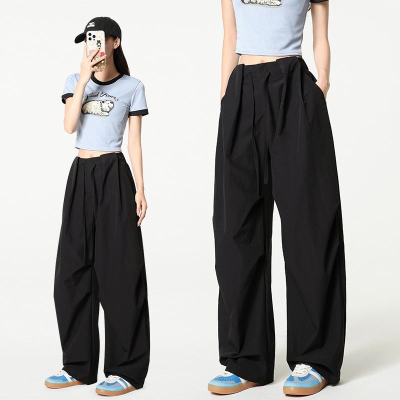 Quick-drying scissor pants women's design sense lazy wide-leg overalls new pear-shaped body drape sports pants