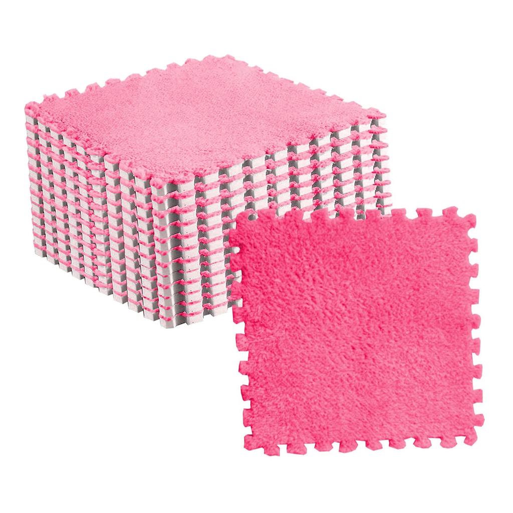 10pcs Plush Puzzle Floor Foam Mat Tiles Fluffy Cuttable Anti Slip Interlocking Carpet Tiles