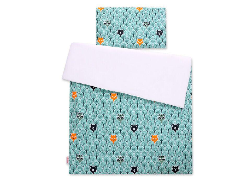 Double-sided 2-piece cotton children's bedding - mint forest