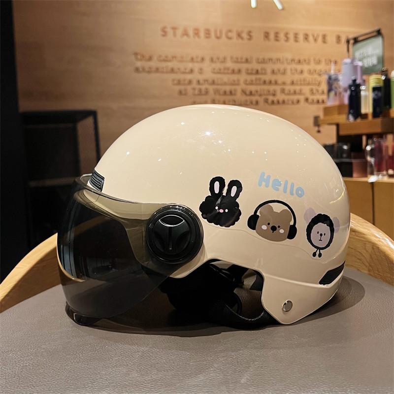 Electric Car Helmet Cartoon Simple Women's Motorcycle Helmet Sun Protection