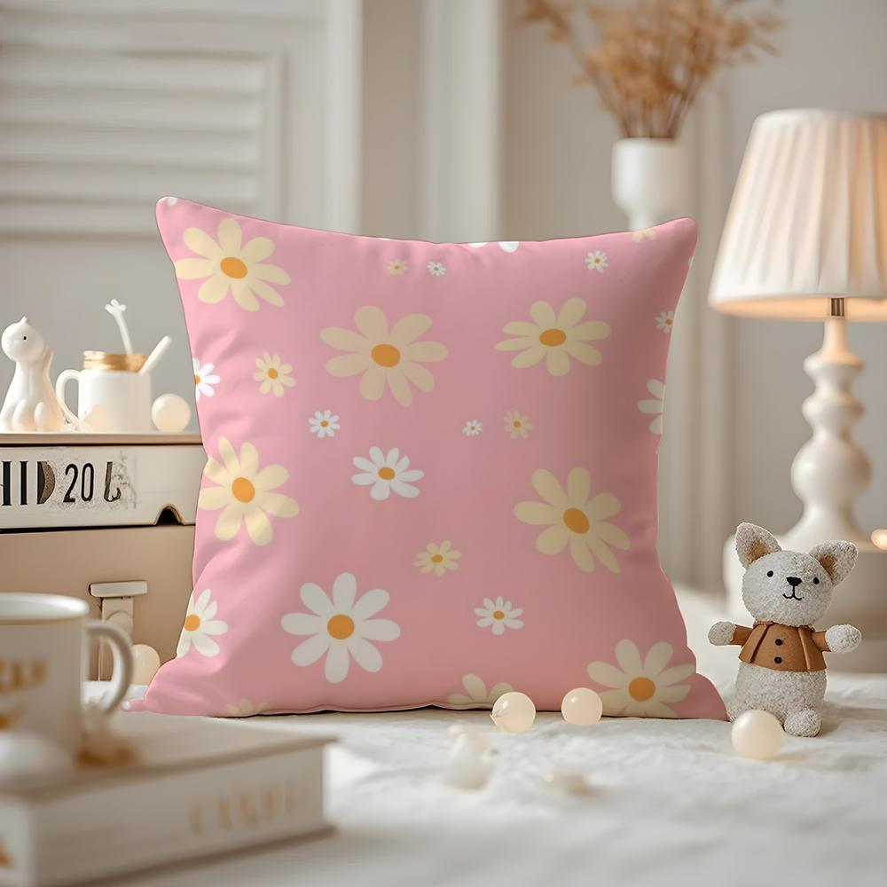 Romantisches Gänseblümchen-Frühlingskissenbezugmuster Bedruckter Kissenbezug für Wohnzimmersofa Kissenbezug & Schlafzimmerdeko