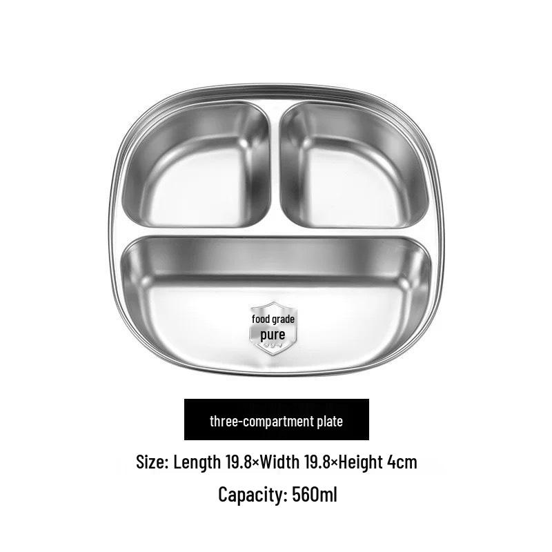 304 Stainless Steel Cartoon Divided Plate for Kids – Perfect for Kindergarten and School Canteens