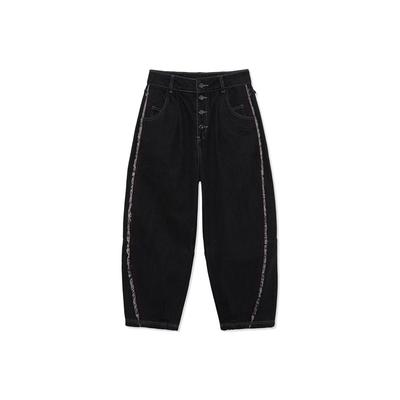 Seria de Baschet Sportiv Li Ning Stil de Modă Blugi Denim Largi Spălați Femei Partea de Jos Negru AJQR004-2